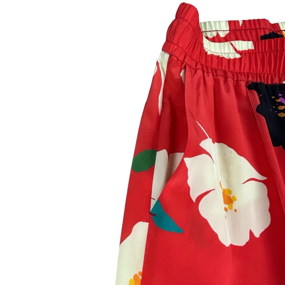 Tucker Red Floral Wide Leg Silk Pants - Picture 4 of 16